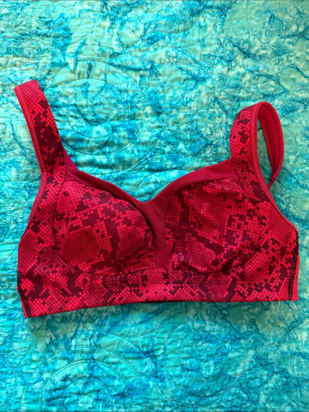 Red Patterned Wireless lululemon Sports Bra - Women Intimates